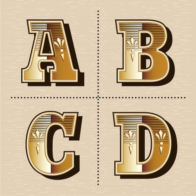Premium Vector | Vintage western alphabet letters font design vector  illustration (a, b, c, d)