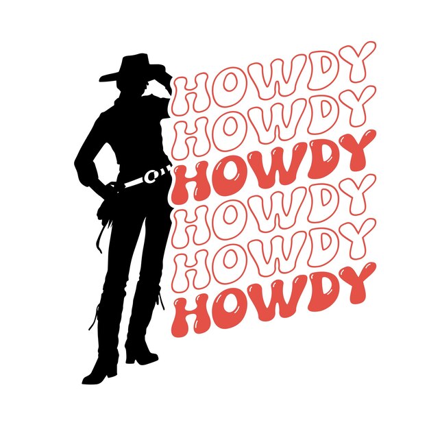 Винтажный дизайн Western Cowgirl SVG