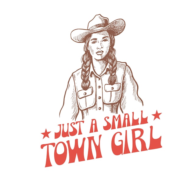 Винтажный дизайн Western Cowgirl SVG