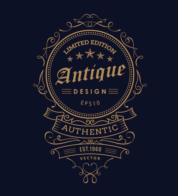 Vintage western design label typography