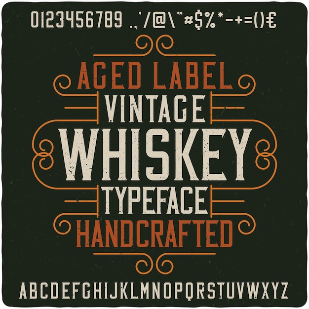 Vettore carattere tipografico etichetta whisky vintage