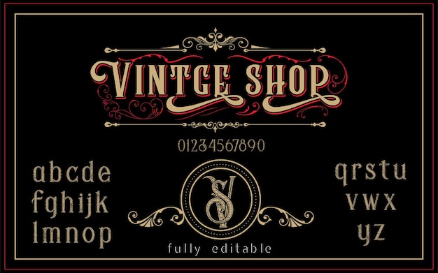 Vector vintage whisky label lettertype poster