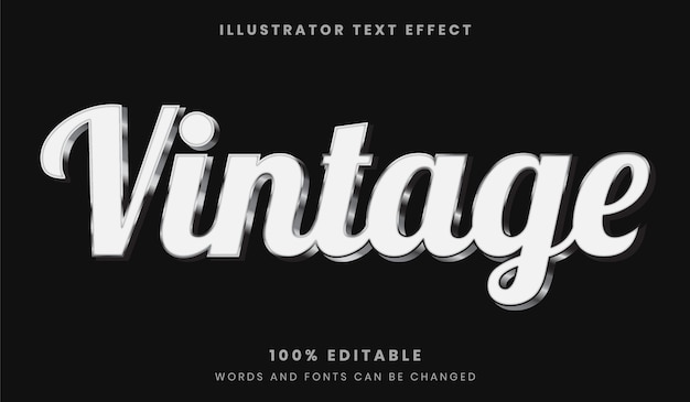 Vintage white and silver editable text effect font style