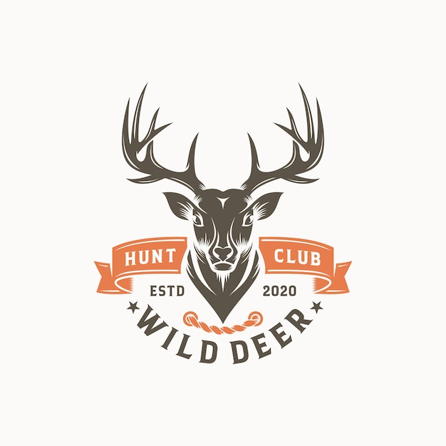 Vintage wild  deer label and logo template