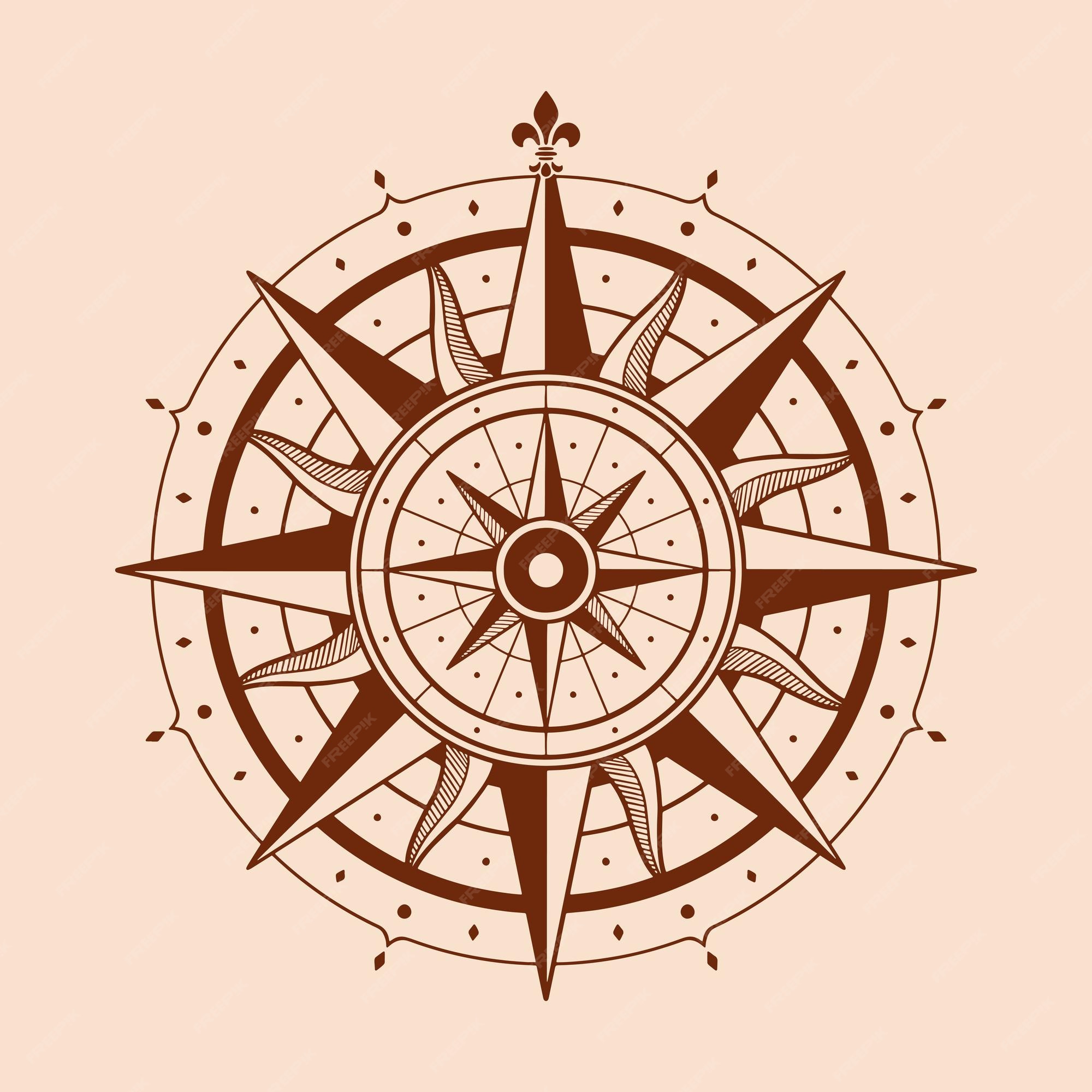 compass vector retro