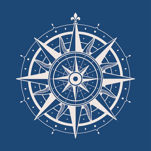 Vintage wind rose compass vector illustration