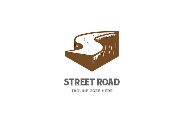 Vintage Winding Retro Ring Road Street Logo Design Vector