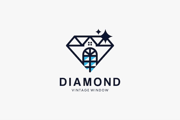 Vector vintage window diamond logo jewelry gem mortgage realtor and real estate logo symbols