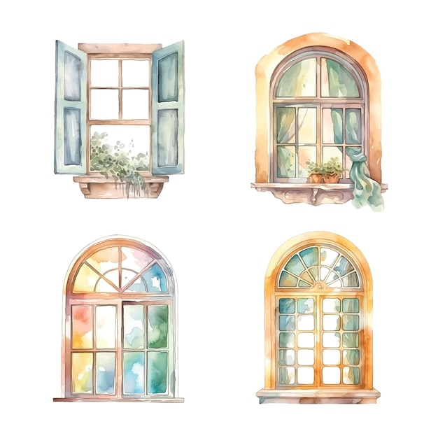 Vintage window watercolor paint collection