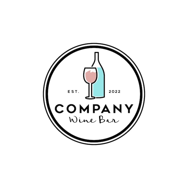 Vector vintage wine bar with glass logo design