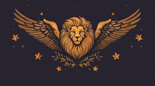 vintage winged emblem vector heraldic design