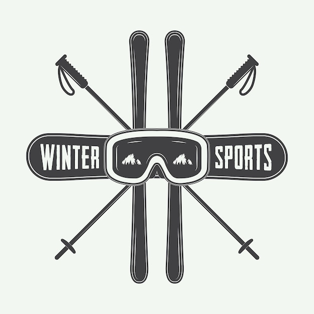 Vector vintage wintersport logo, badge, embleem en ontwerpelementen. vector illustratie