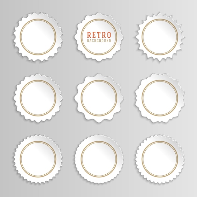 Vintage witte stickers en etiketten met frames