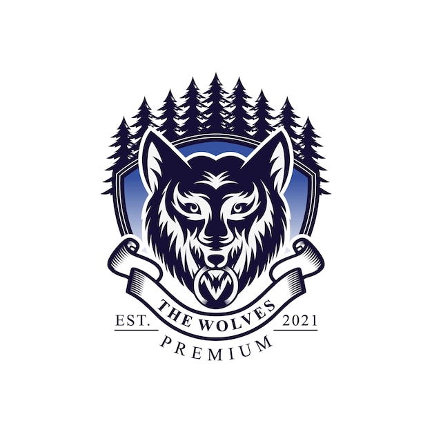 vintage wolf Logo ontwerp