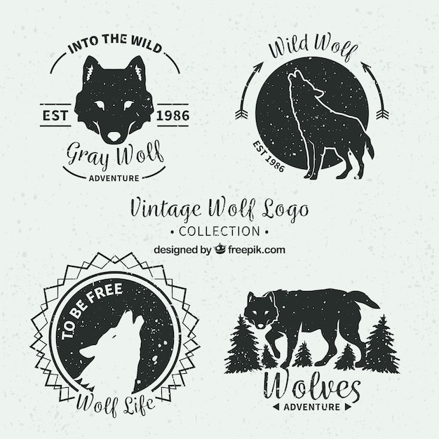 Vector vintage wolves logos