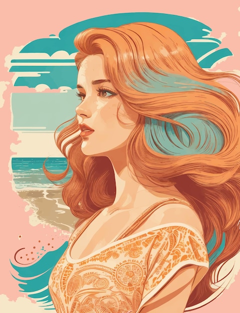 Vector vintage woman illustration