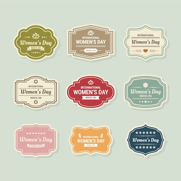 Vector vintage womens day badge collection