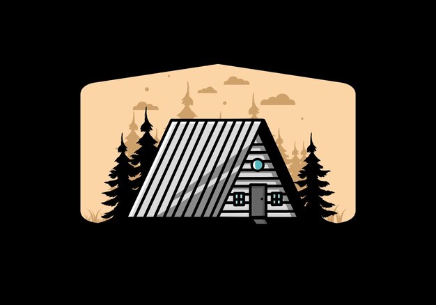 Vector vintage wood cabin illustration design