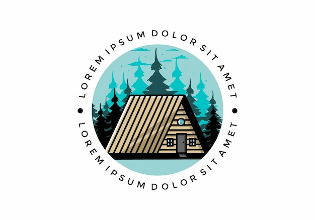 Vector vintage wood cabin illustration design