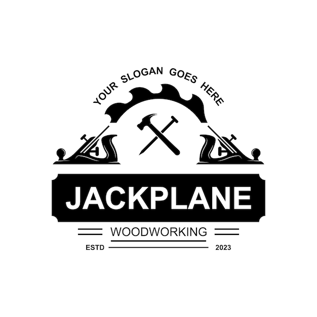 Vintage wood carpentry logo vector