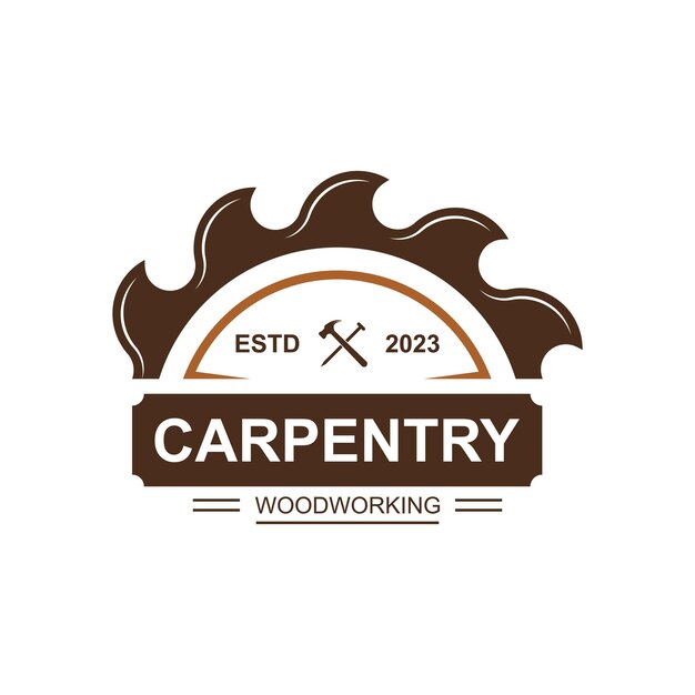 Vintage wood carpentry logo vector