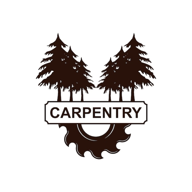 Vintage wood carpentry logo vector