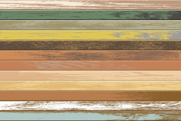 Vector vintage wooden background with old and faded colors