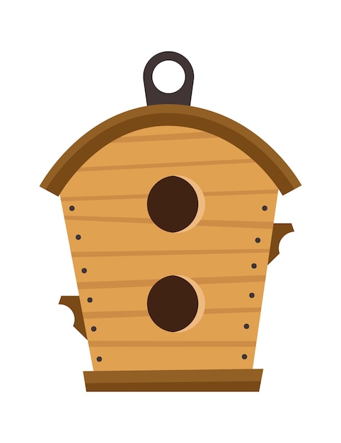 Vettore icona piana di casetta per uccelli in legno vintage alimentatore per uccelli
