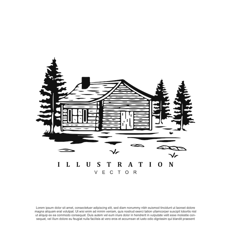 Vector vintage wooden house countryside logo design badge