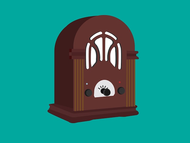 vintage wooden radio retro vector