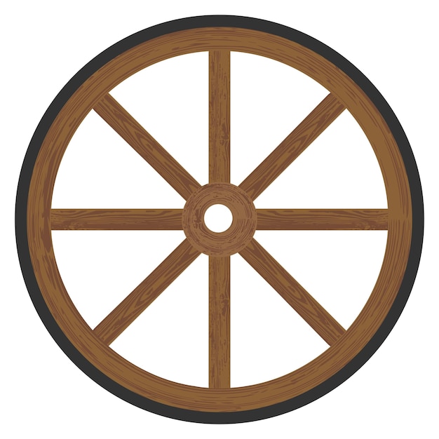 Vintage wooden wheel vector icon