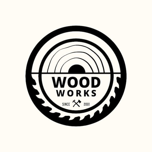 Vintage woodwork craftsman carpentry logo template