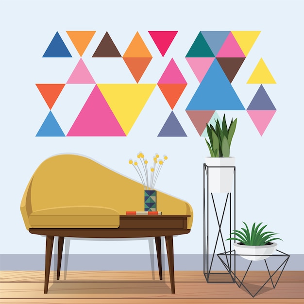 Vector vintage woonkamer idee