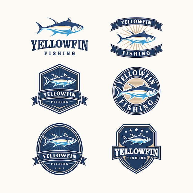 Vintage yellowfin logo set collection