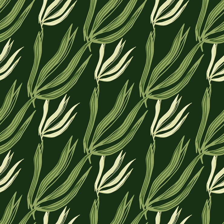Vintage zeewier naadloze patroon op groene achtergrond. Onderwater gebladerte achtergrond. Mariene planten behang. Ontwerp voor stof, textielprint, verpakking, omslag. Vector illustratie.
