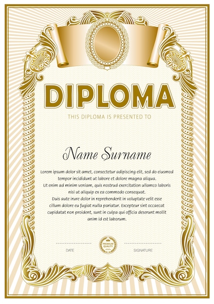 Vintage zwart-wit diploma lege sjabloon