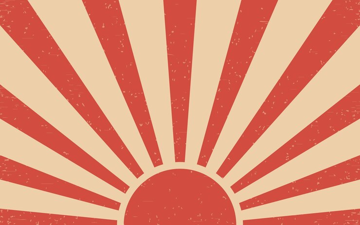 Vector vintagejapaneserisingsunbackgroundwithgrungeredretroburststyle
