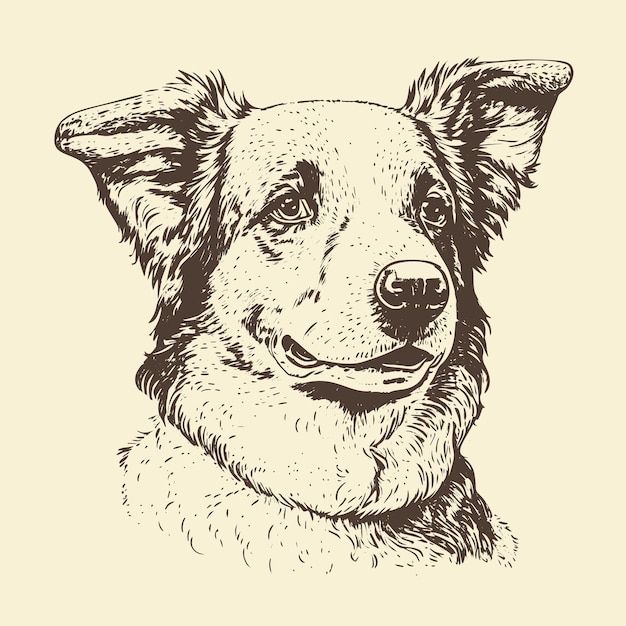 Vettore uno schizzo di illustrazione vettoriale disegnato a mano in stile vintage di un simpatico cane