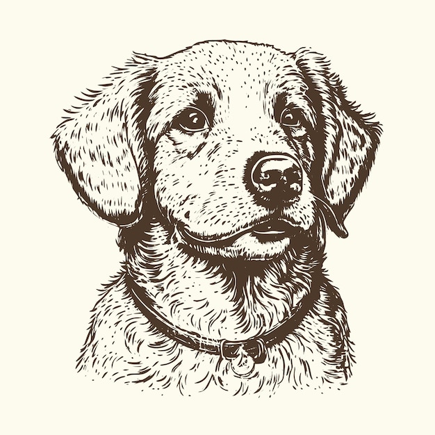 A vintagestyle handdrawn vector illustration sketch of a cute dog