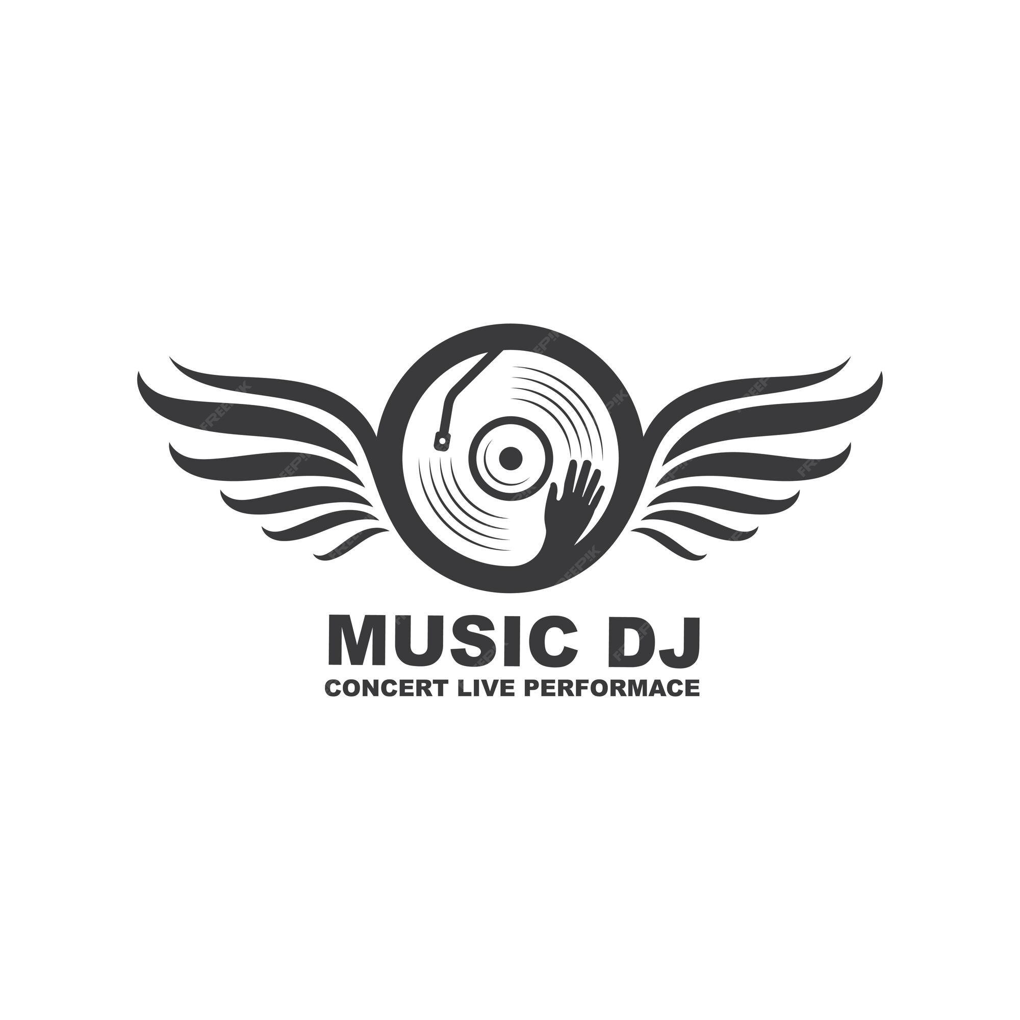 Premium Vector | Vinyl disc music dj with wings concept vector icon ...