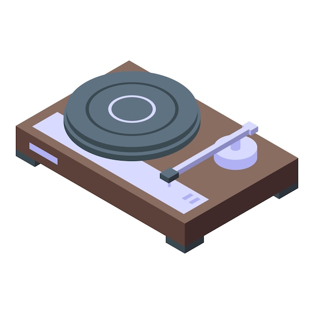 Vector vinyl disc player icon isometric vector analogue music retro audio