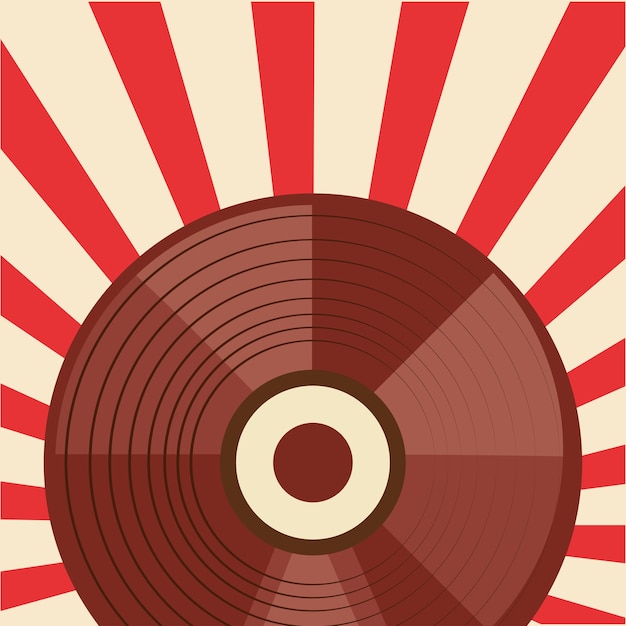 Vector vinyl disk icon over striped and vintage background