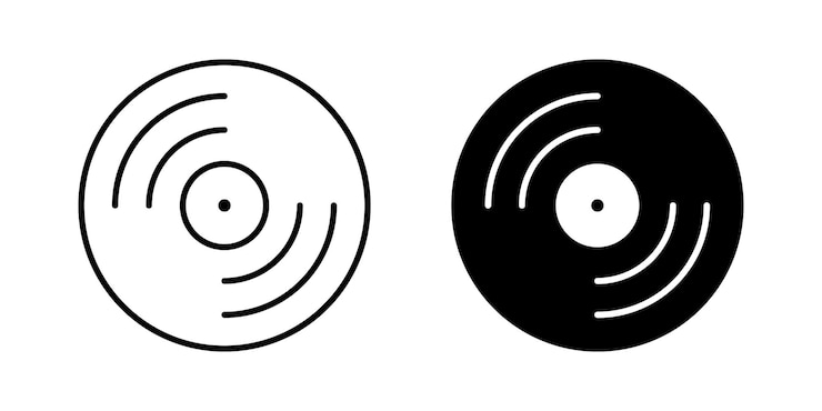 Vinyl icon Music record vintage disc vector illustration Retro sound symbol Turntable player sign