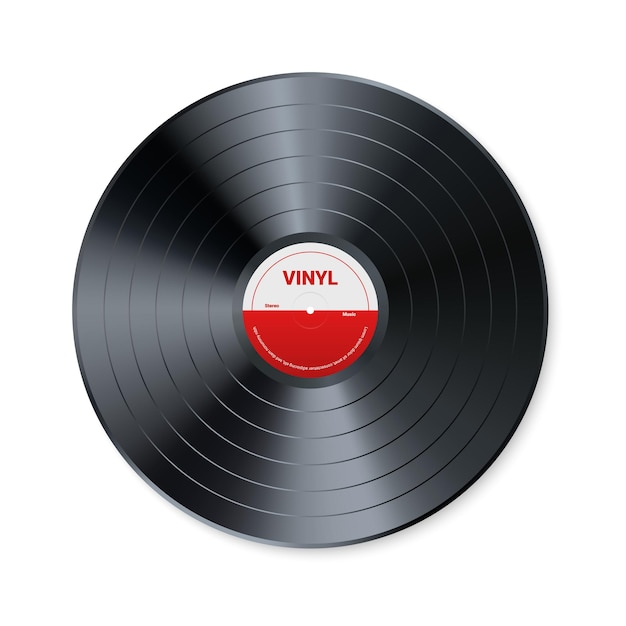 Vector vinyl muziekrecord. ontwerp van retro audioschijf. realistische vintage grammofoonschijf