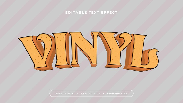 Vector vinyl orange brown and gray grey 3d editable text effect font style