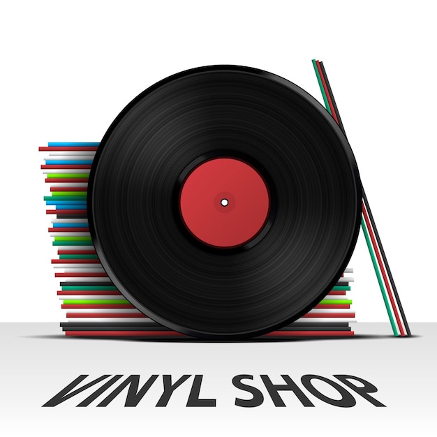 Vinyl platenzaak omslagalbum, vectorillustratie