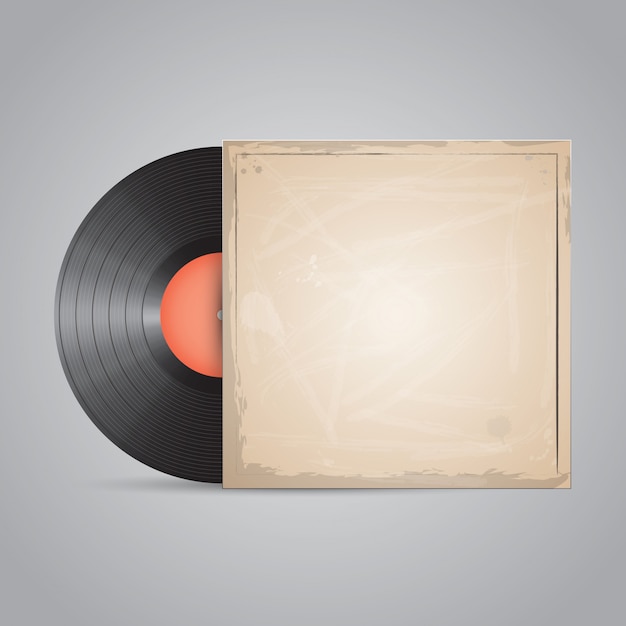 Vector vinyl record, disc. realistic package design.