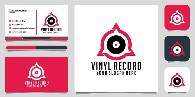ベクトル ビニールレコードのロゴアイコンベクトルイラスト。ロゴデザインと名刺