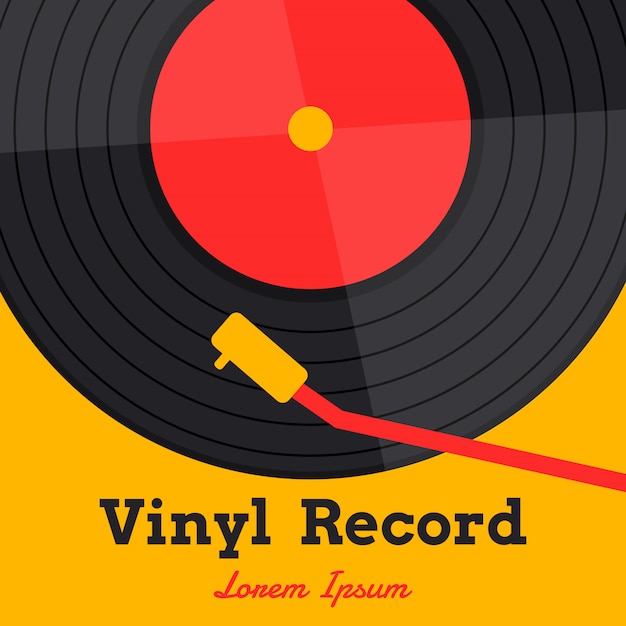 Vinyl record muziek vector met vinyl record woord