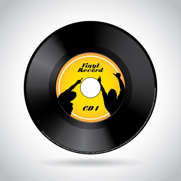 vinyl record pictogram over grijze achtergrond vectorillustratie